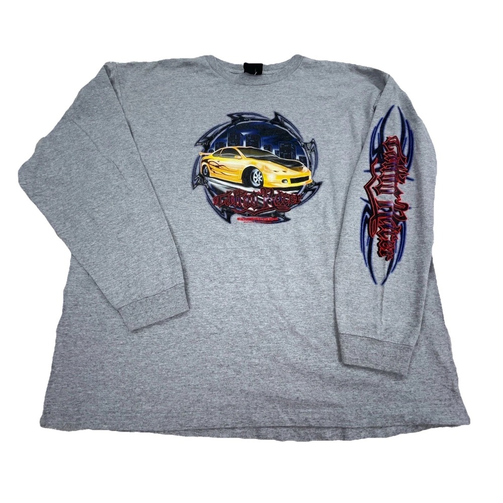Vintage Y2K Low Rider Shirt Men XL Gray Tee Street Racing Sleeve Hit Tattoo